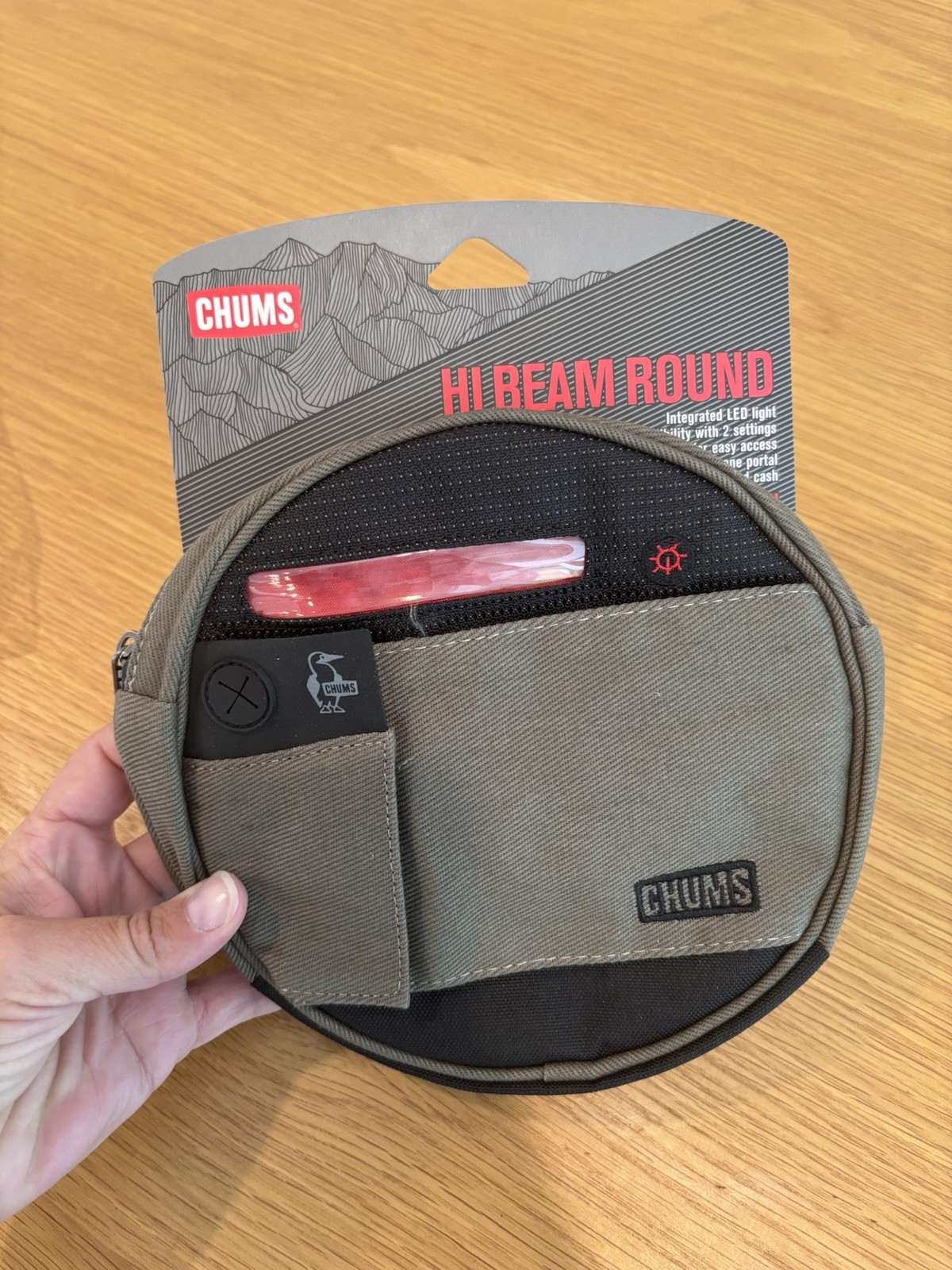 Chums Hi Beam Round Waistpack Color: Green/Black Built-in Led light for Safety B