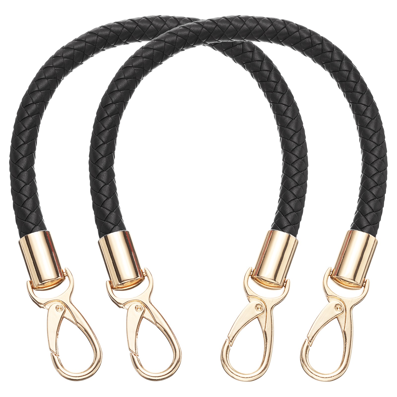 2Pcs Leather Purse Strap Braided Purse Replacement Black