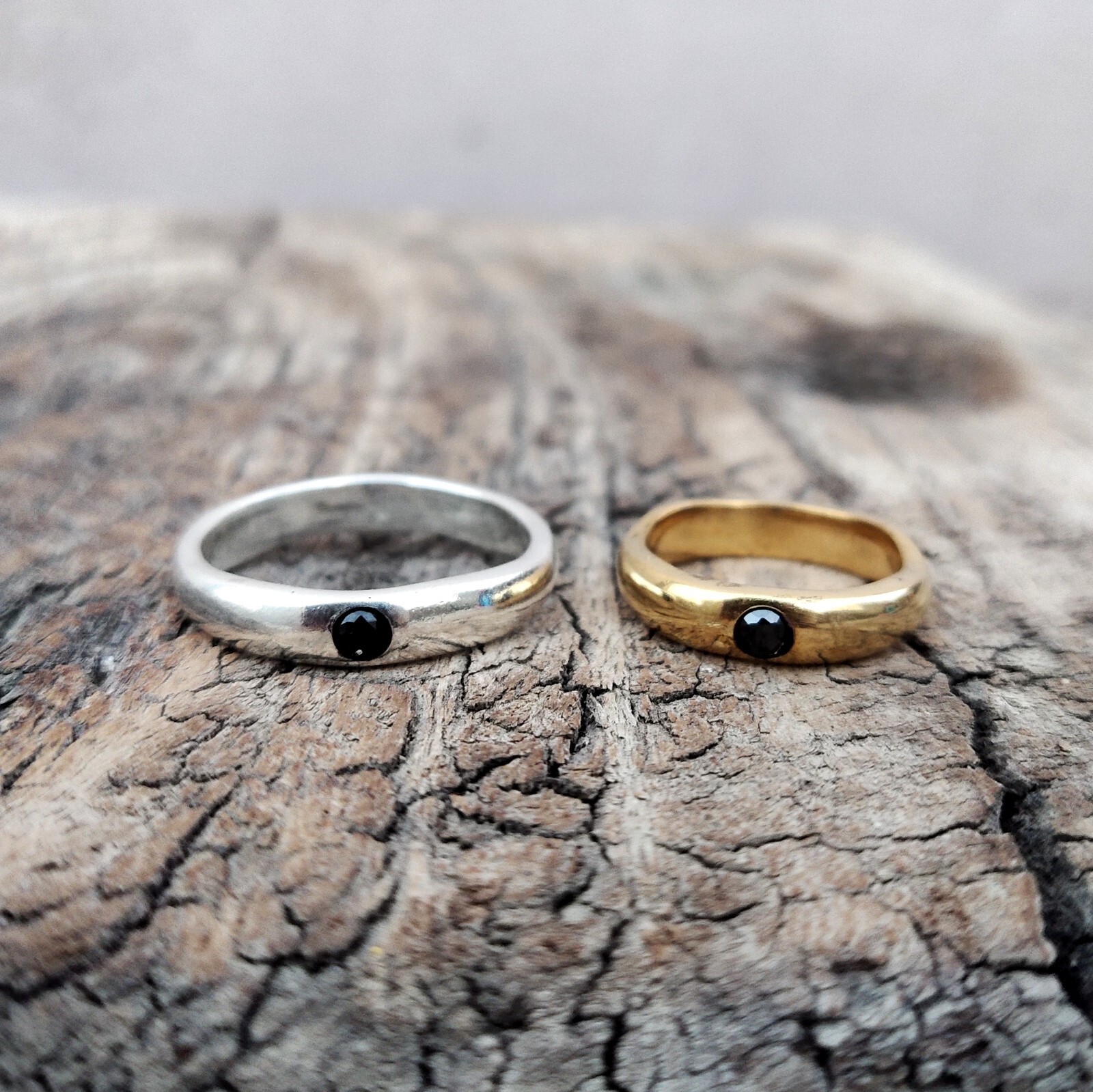 Plane simple beautiful Silver Gold Zircon engagement ring Gift for her