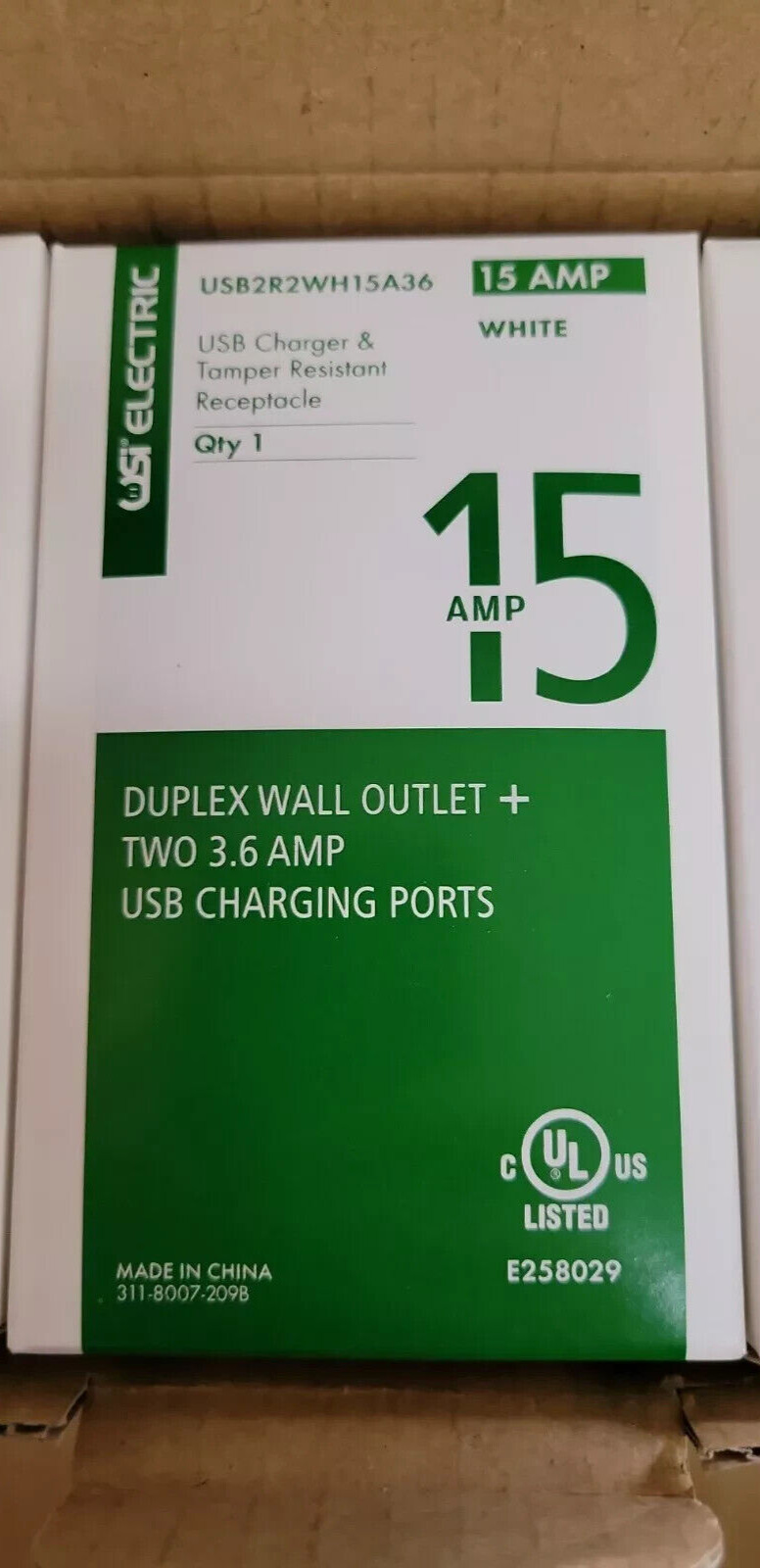 1pack 3.6A USB C Outlet with Power Delivery Duplex Receptacle in Wall, 15Amp
