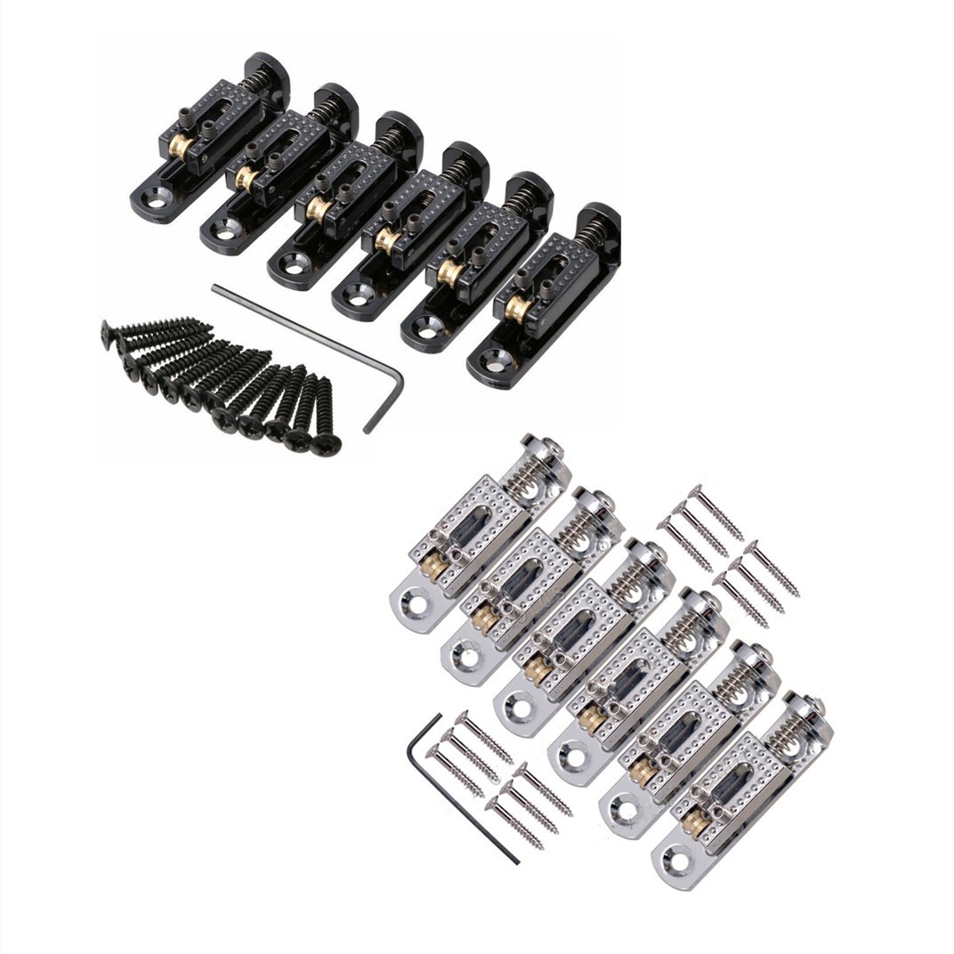 6Pcs Alloy+Copper Single Roller 3-8 String Bridge For Guitar Cigar Box Banjo C