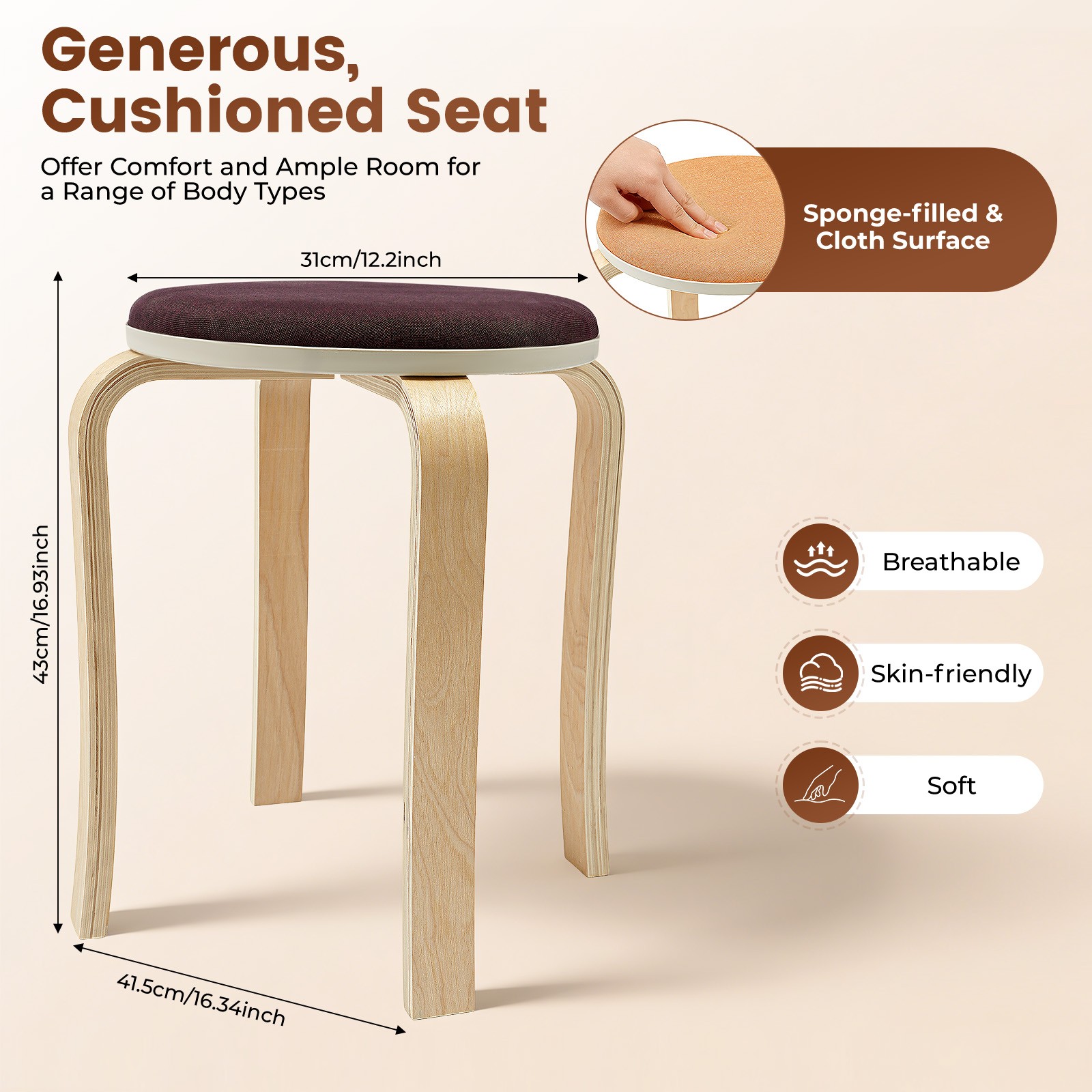 Stackable Stools, Stackable Round Stools, Set of 8 Stacking Wooden Stools NEW