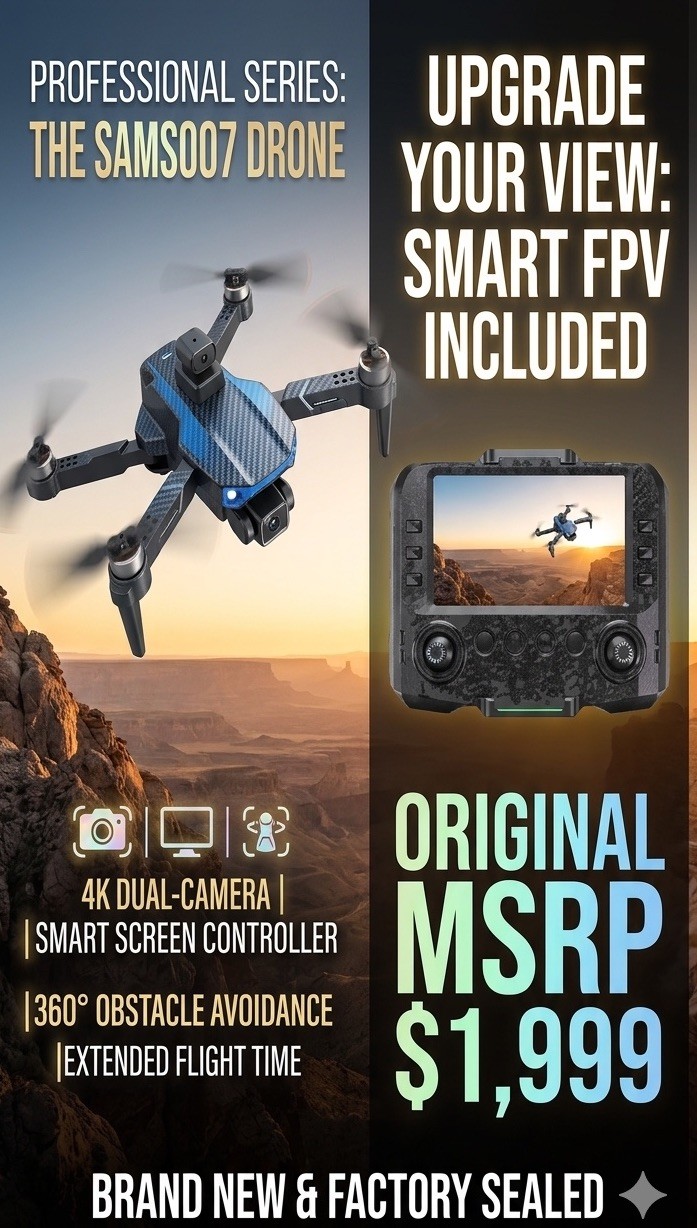 SMS MAX Professional Drone SAMS007 - 4K Dual Camera, Obstacle Avoidance - NEW