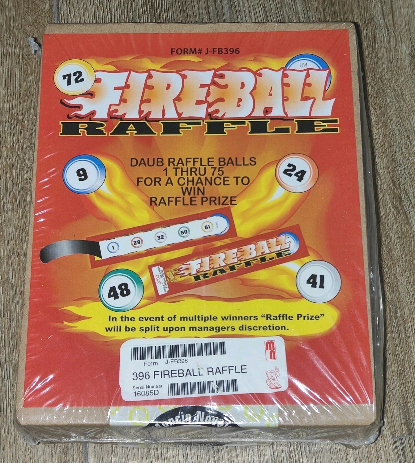 FIREBALL 396 RAFFLE TICKET RED BOX FORM J-FB396 NEW SEALED VINTAGE DISCONTINUED