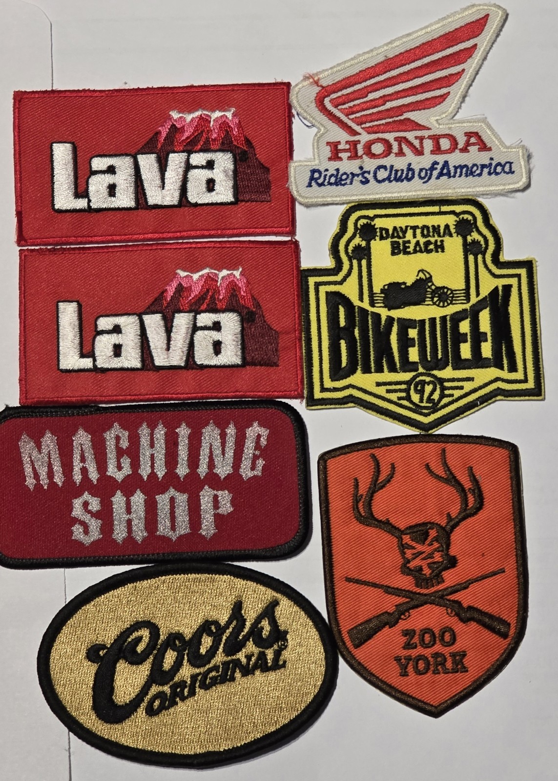 Embroided Patches Lot of 7 - 92' Daytona Bike Week Honda Coors Zoo York Rare