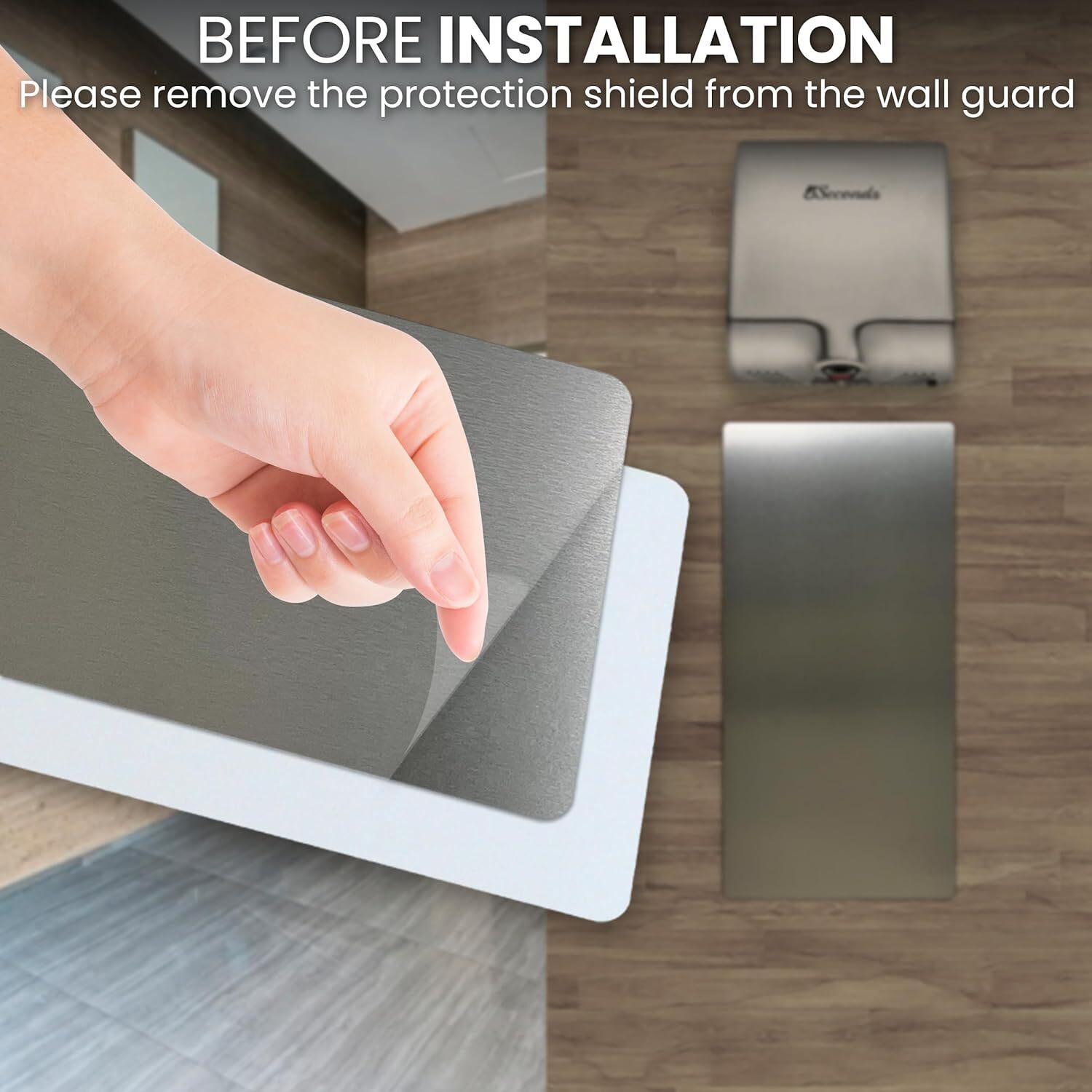 5seconds Double Sided Bathroom Hand Dryer Wall Splash Guard Aluminum Wall Guard