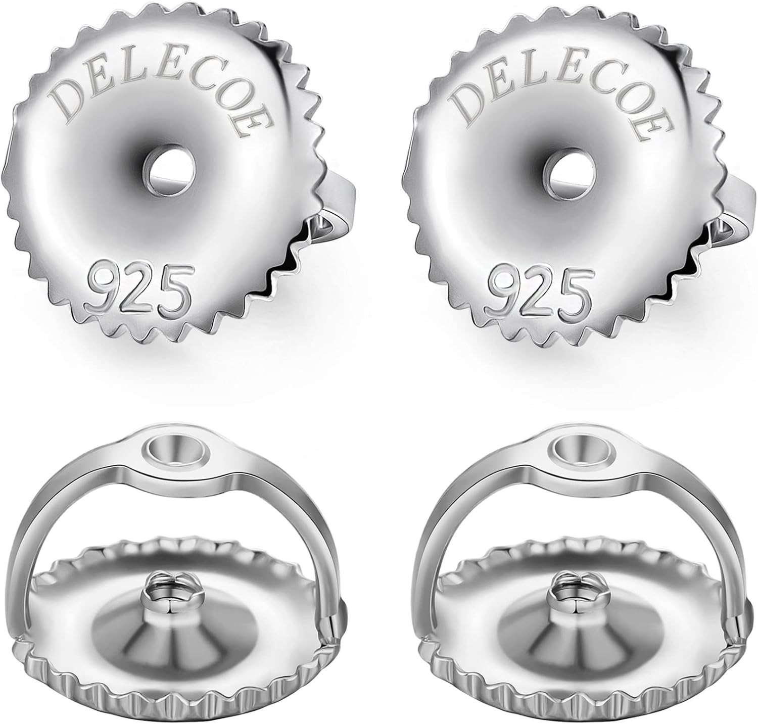 2-Pairs Screw Earring Backs for Threaded Post .032"/0.8Mm,18K Gold Plated Sterli