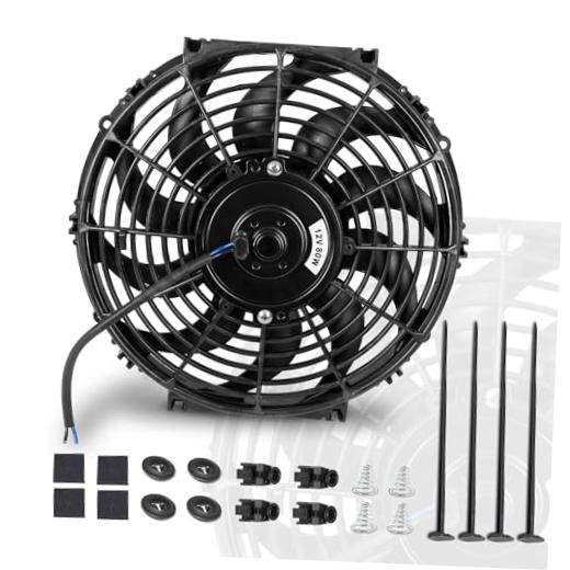 12 Inch 12” Black Universal Electric Radiator Slim Fan 12V 80W High 12” 1PCS