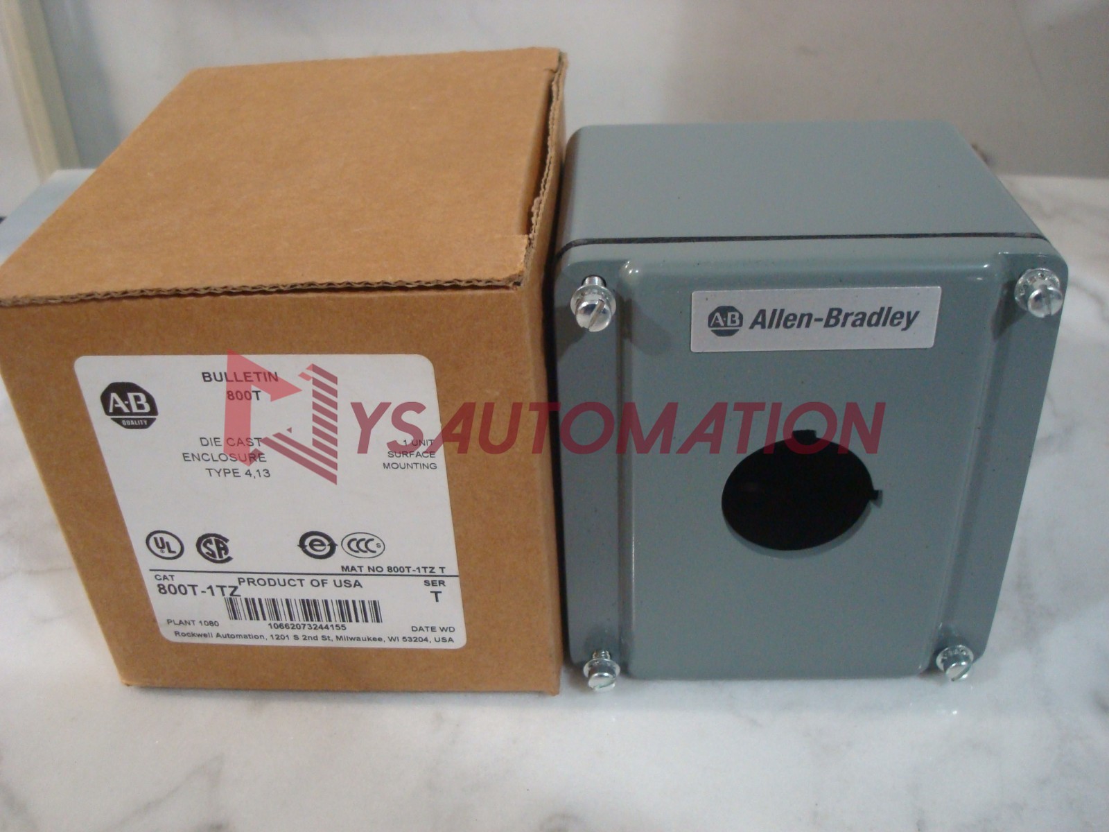 Allen Bradley, Push Button Enclosure, 1 Hole, 800T-1TZ, SER T, New With Box, NIB