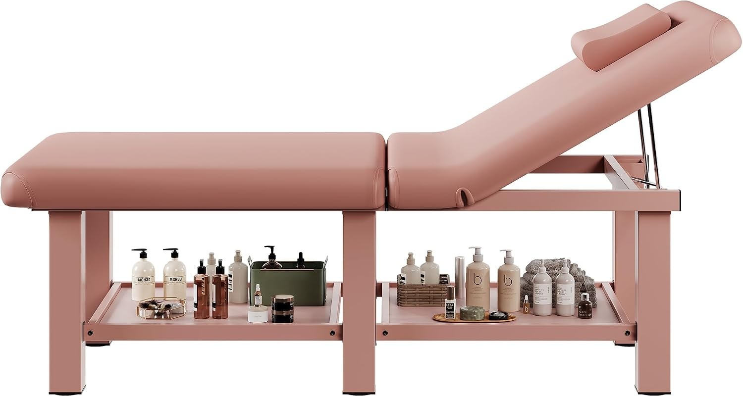 30.5'' Wide × 75'' Long Folding Stationary Massage Table with Backrest and St...
