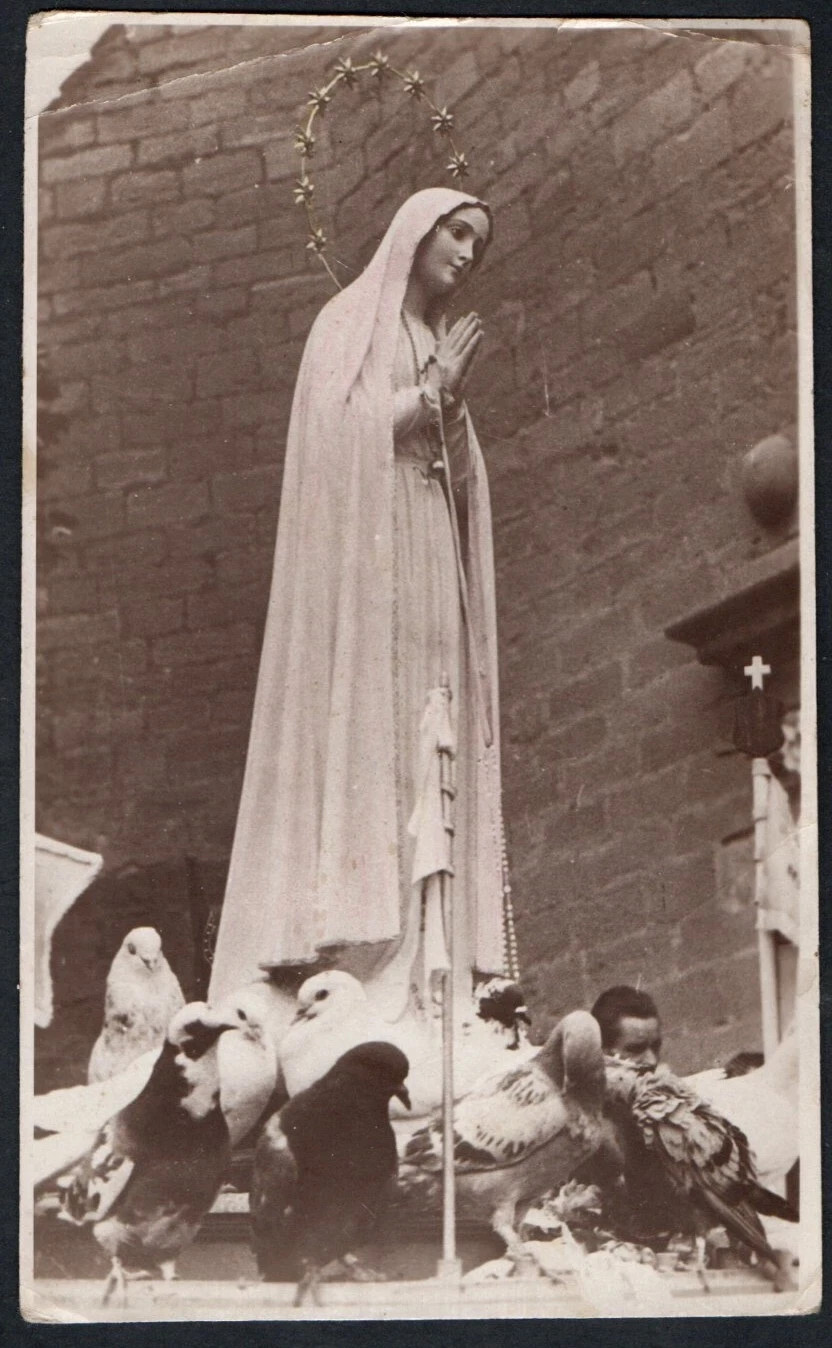 Holy card antique foto postale de la Virgin de Fatima santino estampa