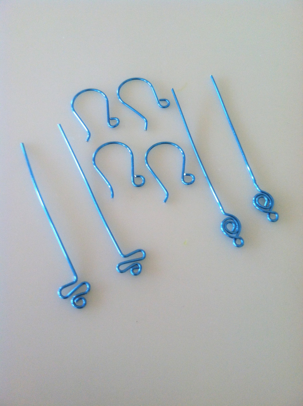 Handmade diy Earrings, Turquoise Colored Wire Fancy Headpins Earwires Set