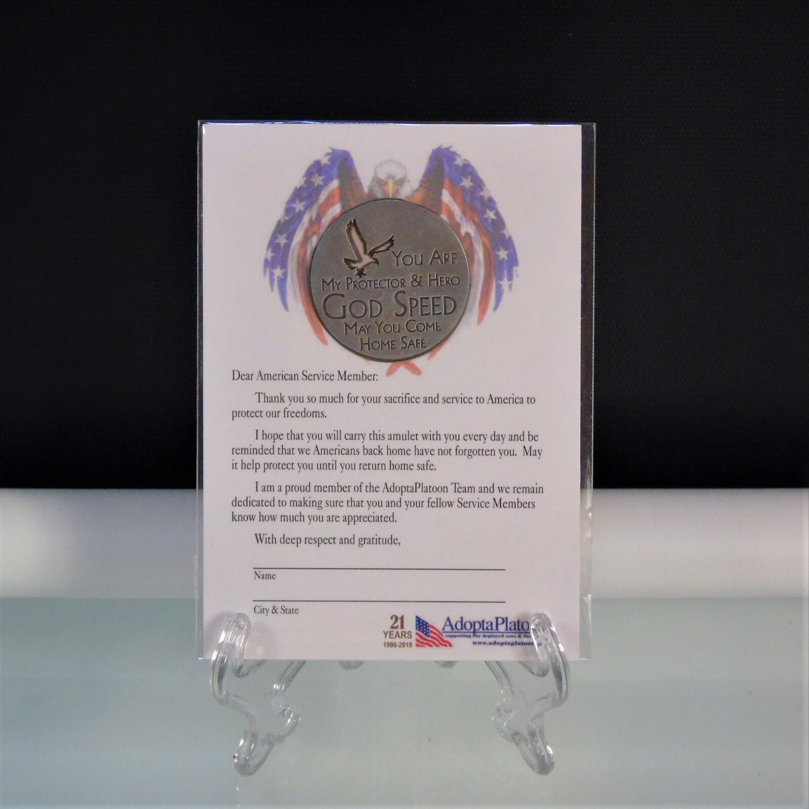 American Service Member Coin Protection Amulet Adopt A Platoon