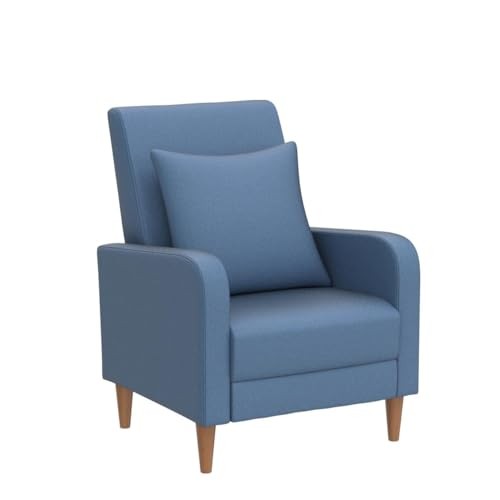 Modern Upholstered Accent Chair Armchair with Pillow, Fabric Set of 1 F-blue