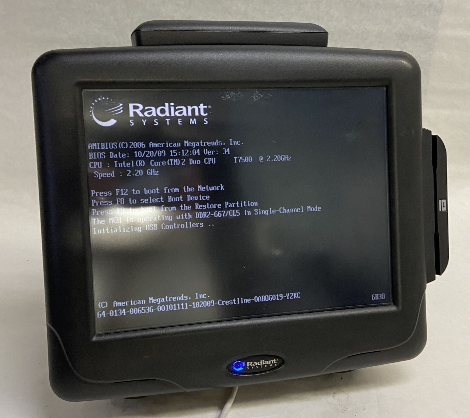 Radiant Aloha NCR P1560-0057 15” POS Touchscreen Terminal T7500 2.2GHz Win 7 3