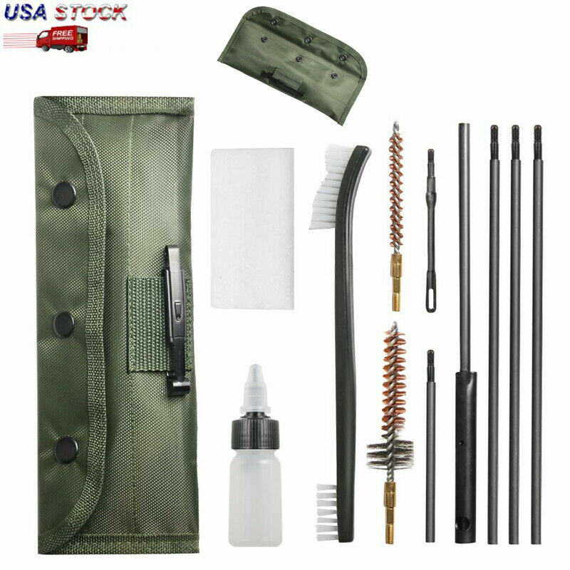For .22LR, .223, .257, 5.56mm Rifle Gun Cleaning Kit Brush Cleaner with Pouch US
