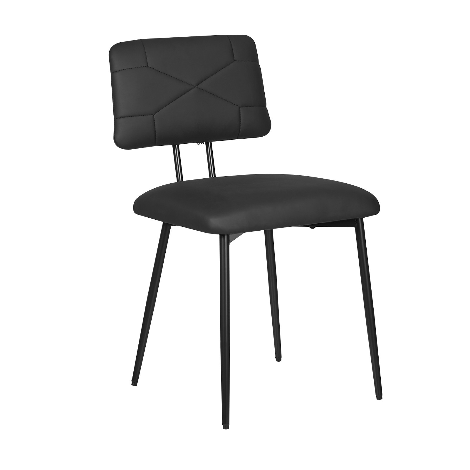 Set of 2 Upholstered PU Leather Dining Chairs with X Back Metal Legs Kitchen