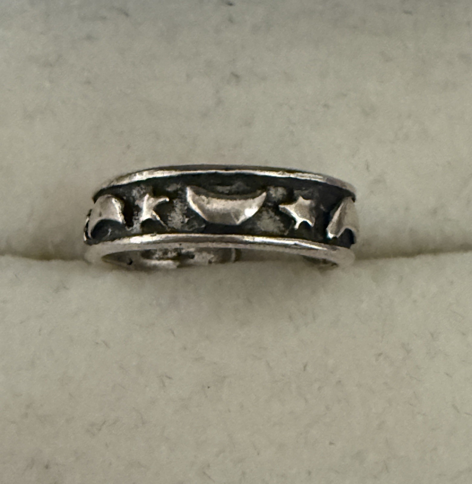 Women’s .925 Sterling Silver Moon And Stars Antiqued Toe Ring Adjustable