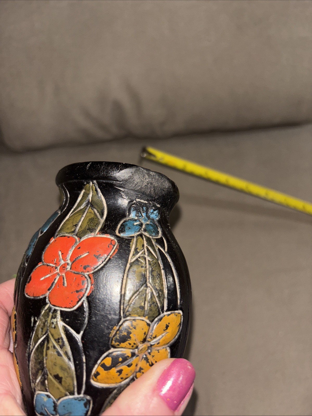 Vintage Asian Tokanabe Ware Wall Pocket Planter