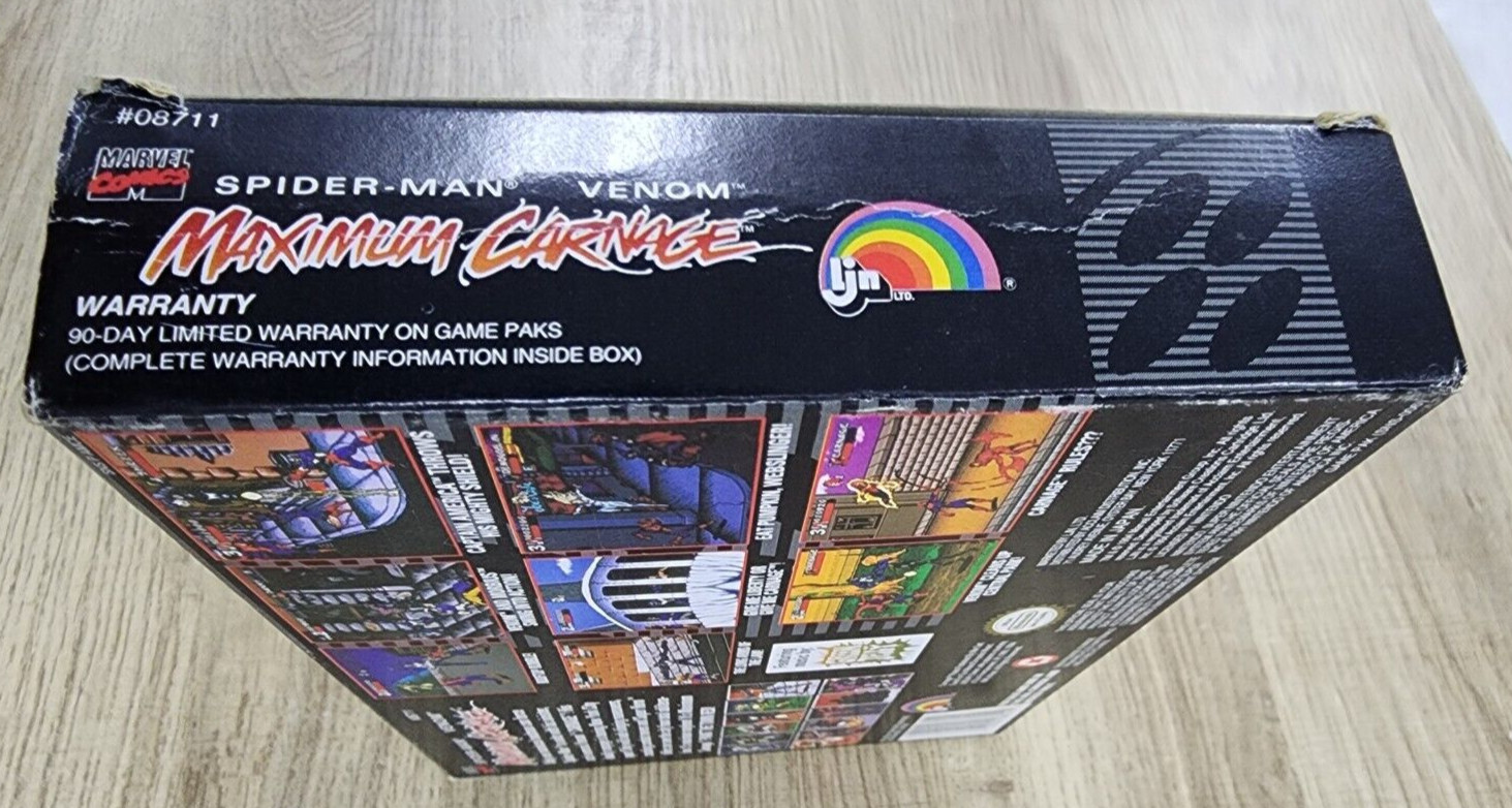 USED AUTHENTIC BOX ONLY - NO GAME - NO MANUAL - MAXIMUM CARNAGE - SNES