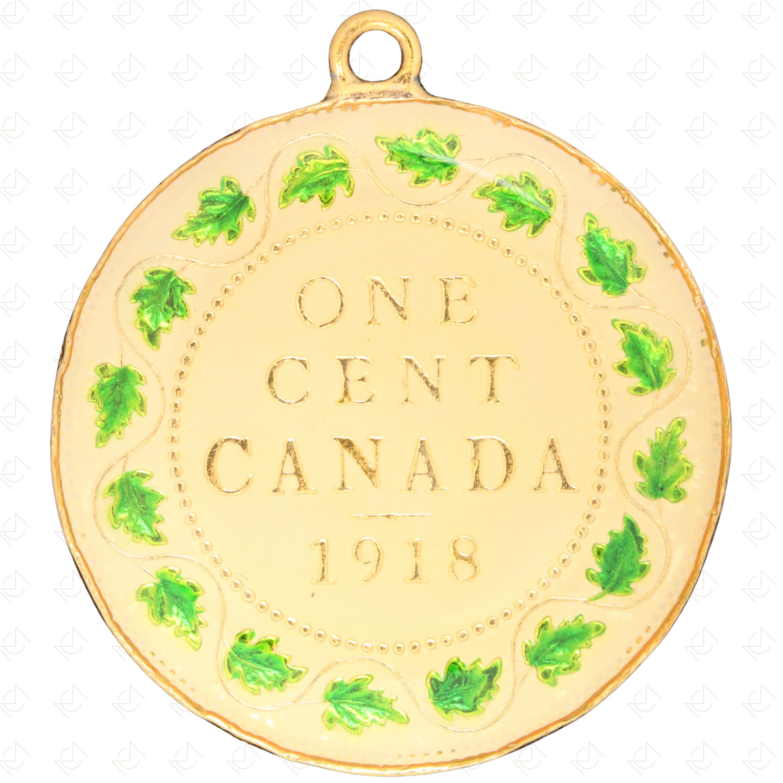 1918 Canada George V Enamel 1 Cent Coin – Bronze