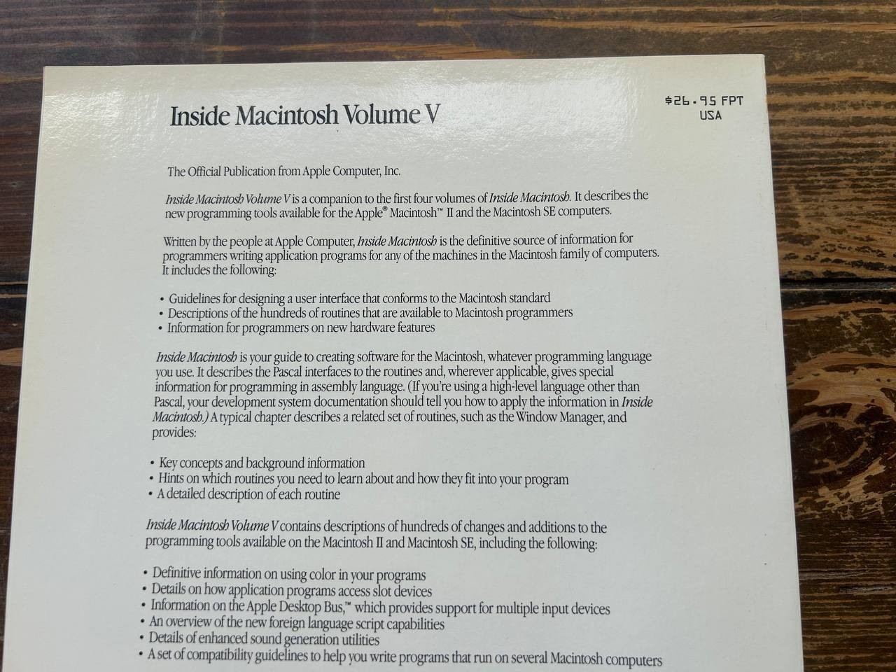 Vintage Apple Inside Macintosh Volume V 1988 Hardcover Developer Book