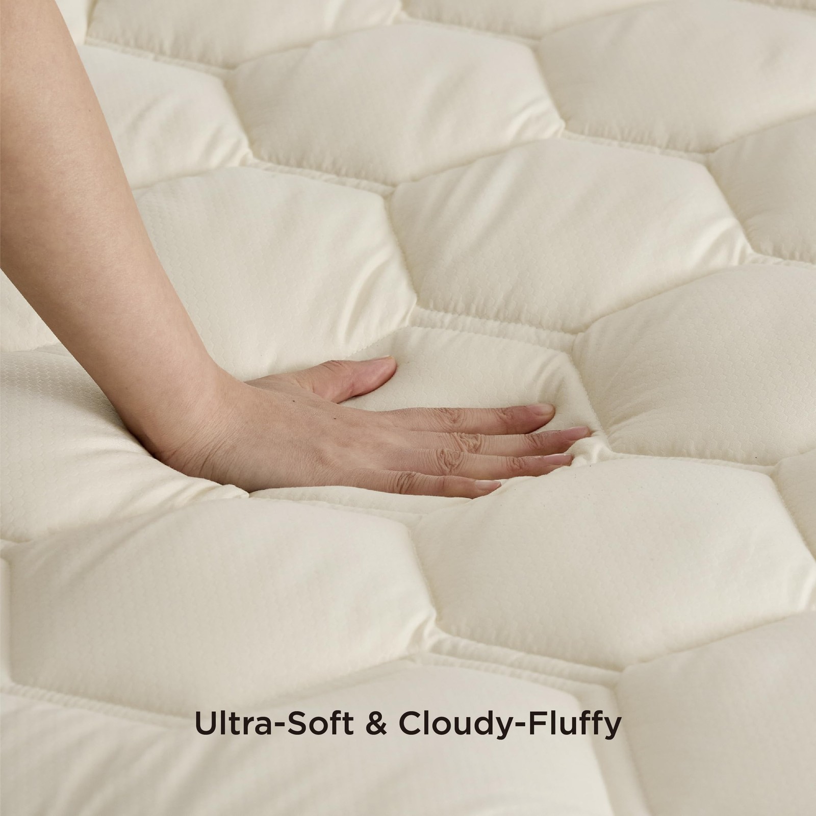 Bedsure Beige King Mattress Pad - Quilted Fitted Topper King,