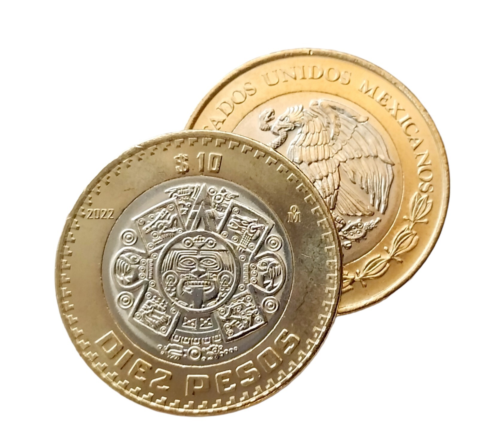 $10 Pesos Bimetalica 2022 en condicion BU  Mexico 2022 ten $10  pesos bimetallic