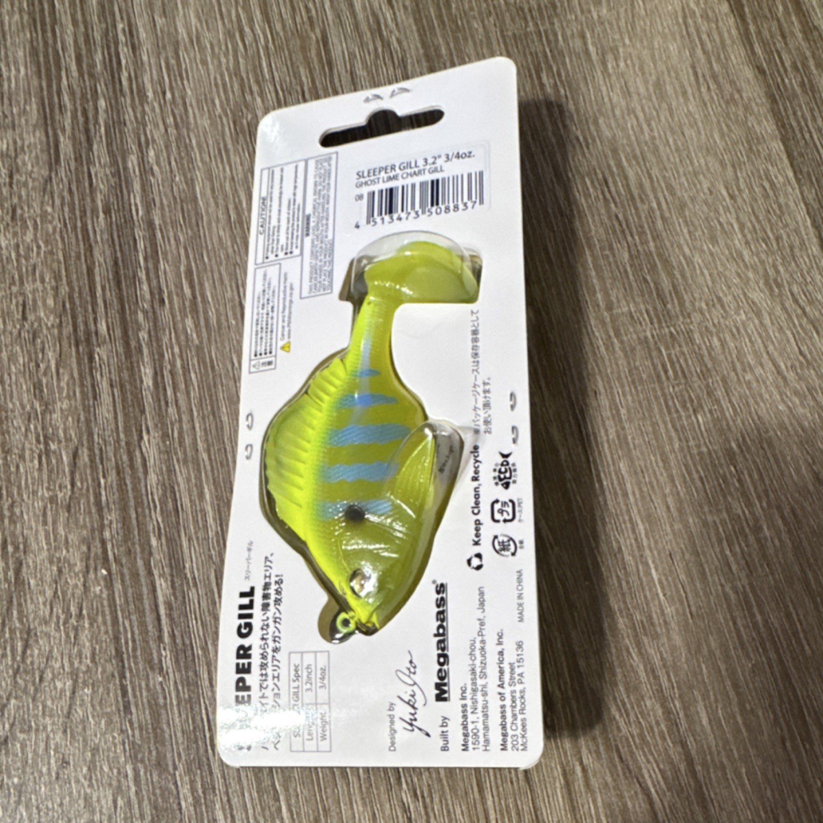 Megabass Sleeper Gill Swimbait GHOST LIME CHART GILL 3/4 oz 3.2
