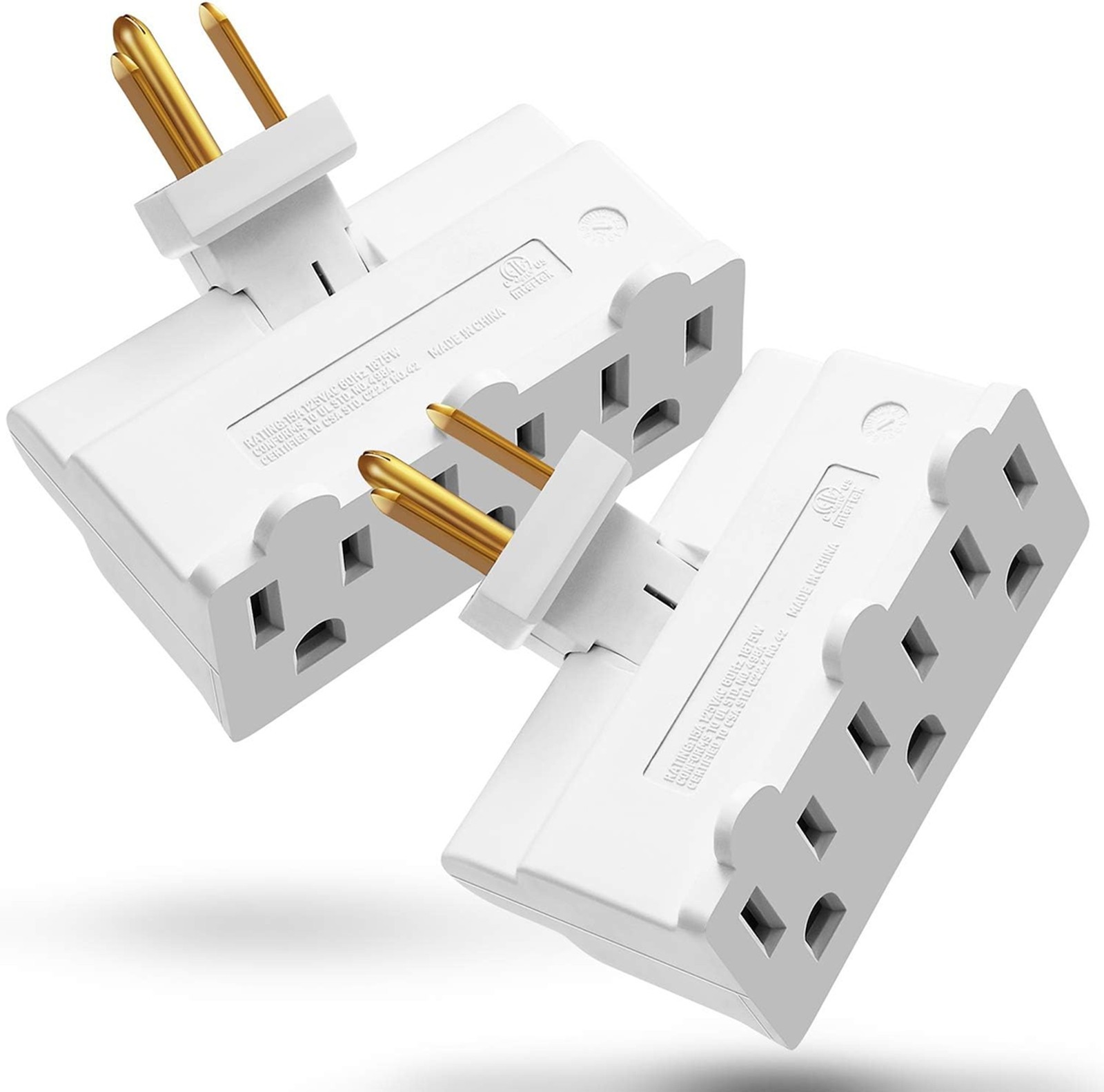 Electrical Outlet Adapter 3 Prong Grounded Swivel Right Angle Wall Extender 2