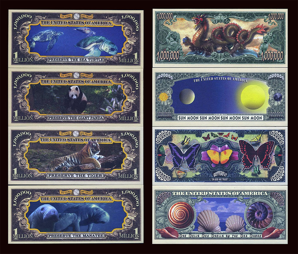 SET USA Fantasy 40 notes 2004 Endangered Species, Dragon, Butterfly, Sea Shell F