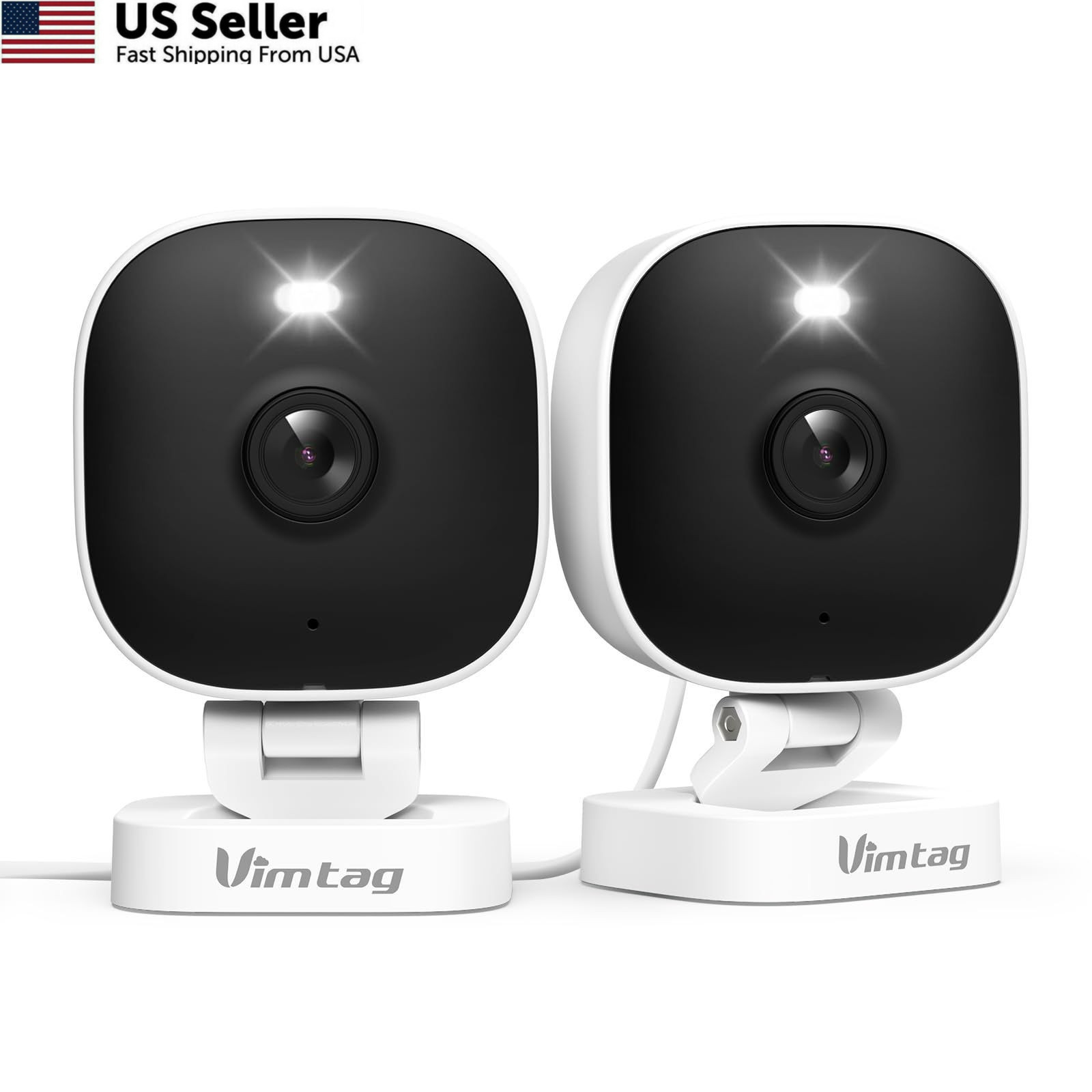 VIMTAG 2.5K Cameras for Home Security 4MP, 2Pack, White,4MP, 2Pack