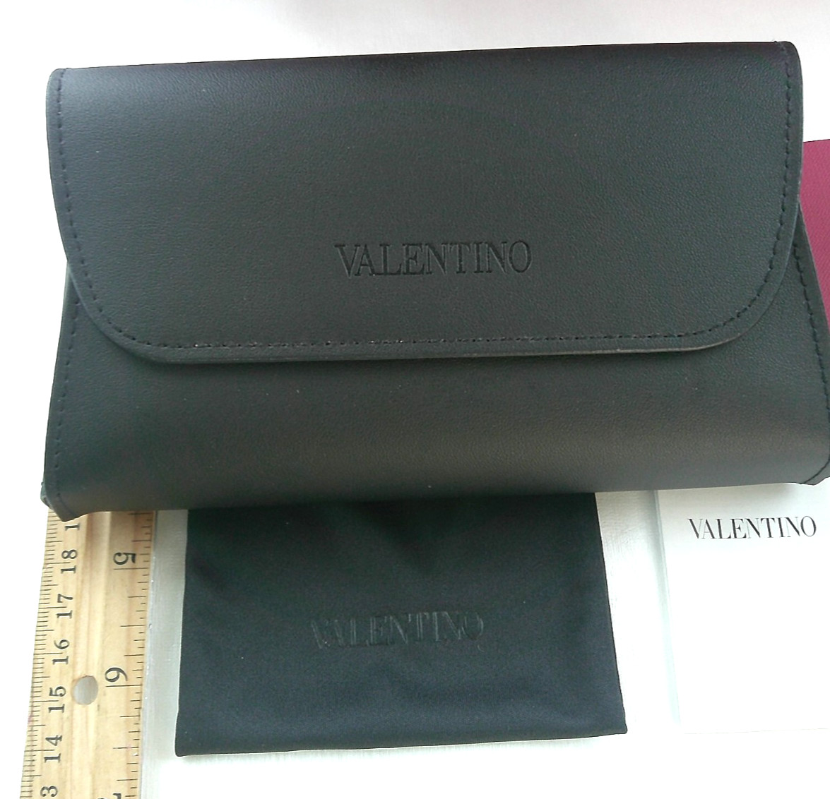 VALENTINO AUTHENTIC SUNGLASSES EYEGLASSES OUTER BOX,LEATHER CASE,SILK POUCH+DOCS