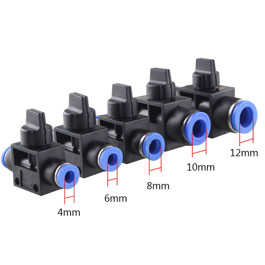 Pneumatic in Line Ball Valve Tube Hose Push-in Fittings Connectors 4/6/8/10/12mm