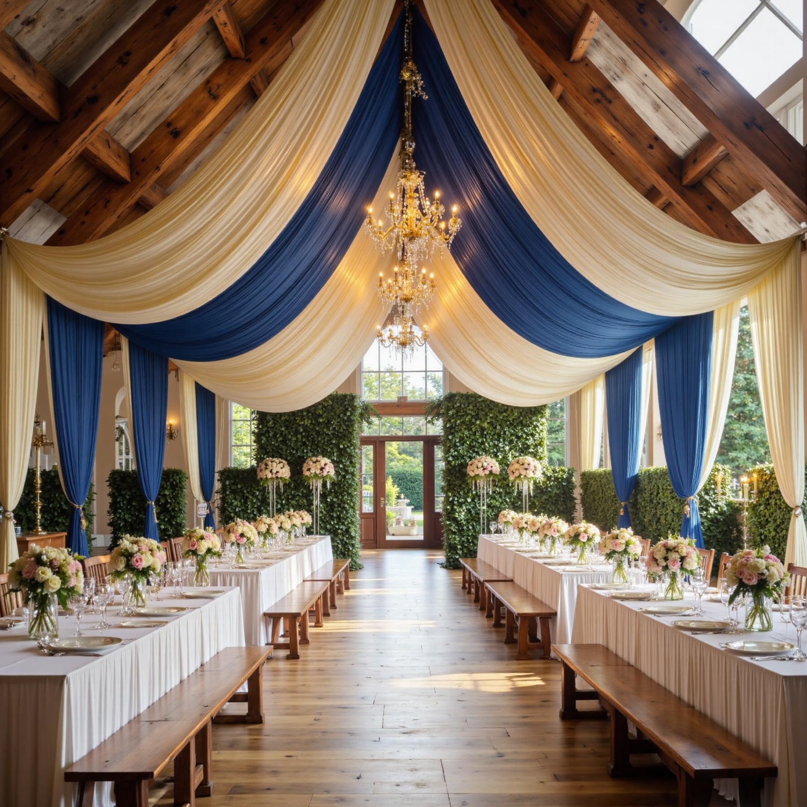 Nssonben 10Ft20Ft Champagne Ceiling Drapes For Weddings Parties2 Panels 520Ft