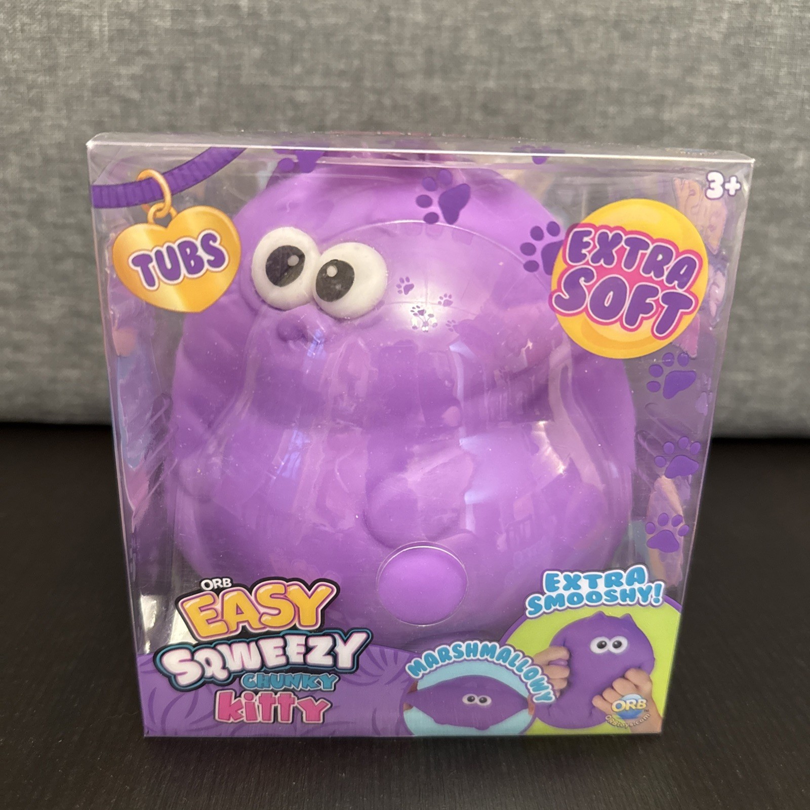 VIRAL Squishy ORB Easy Sqweezy Tubs Chunky Kitty JUMBO 5” Squishy - Purple - New