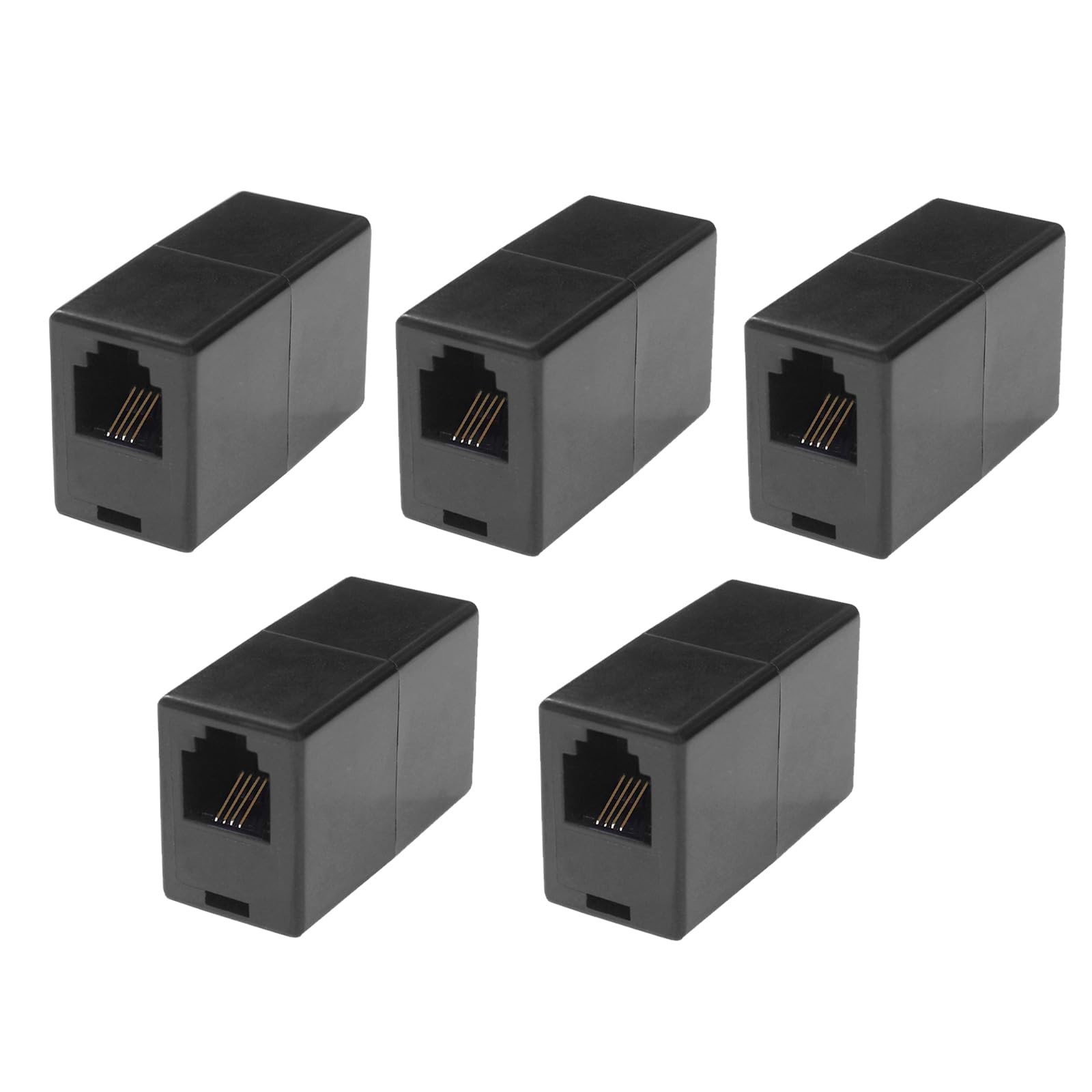 5 PCS RJ11 Coupler Connector Black Telephone InLine 6P4C Phone Line Jack