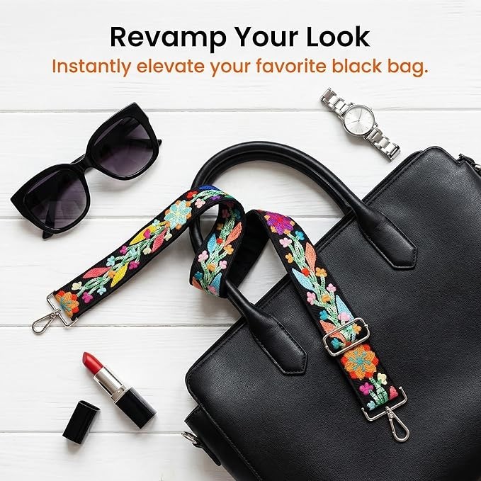 Crochet Flower Bag Strap Adjustable Wide Crossbody Shoulder Replacement Strap