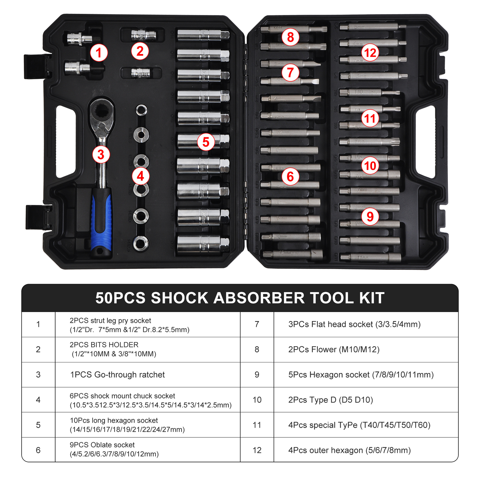 Shock Absorber Strut Nut Socket Set Master Suspension Strut Top Mount Nut Tools