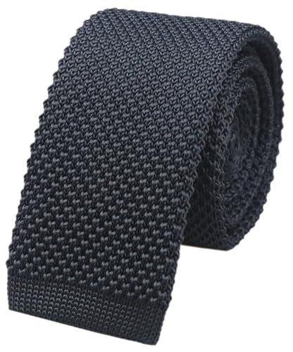 Men's Solid Color Textured Knit Skinny Tie Smart Necktie One Size Dark Grey