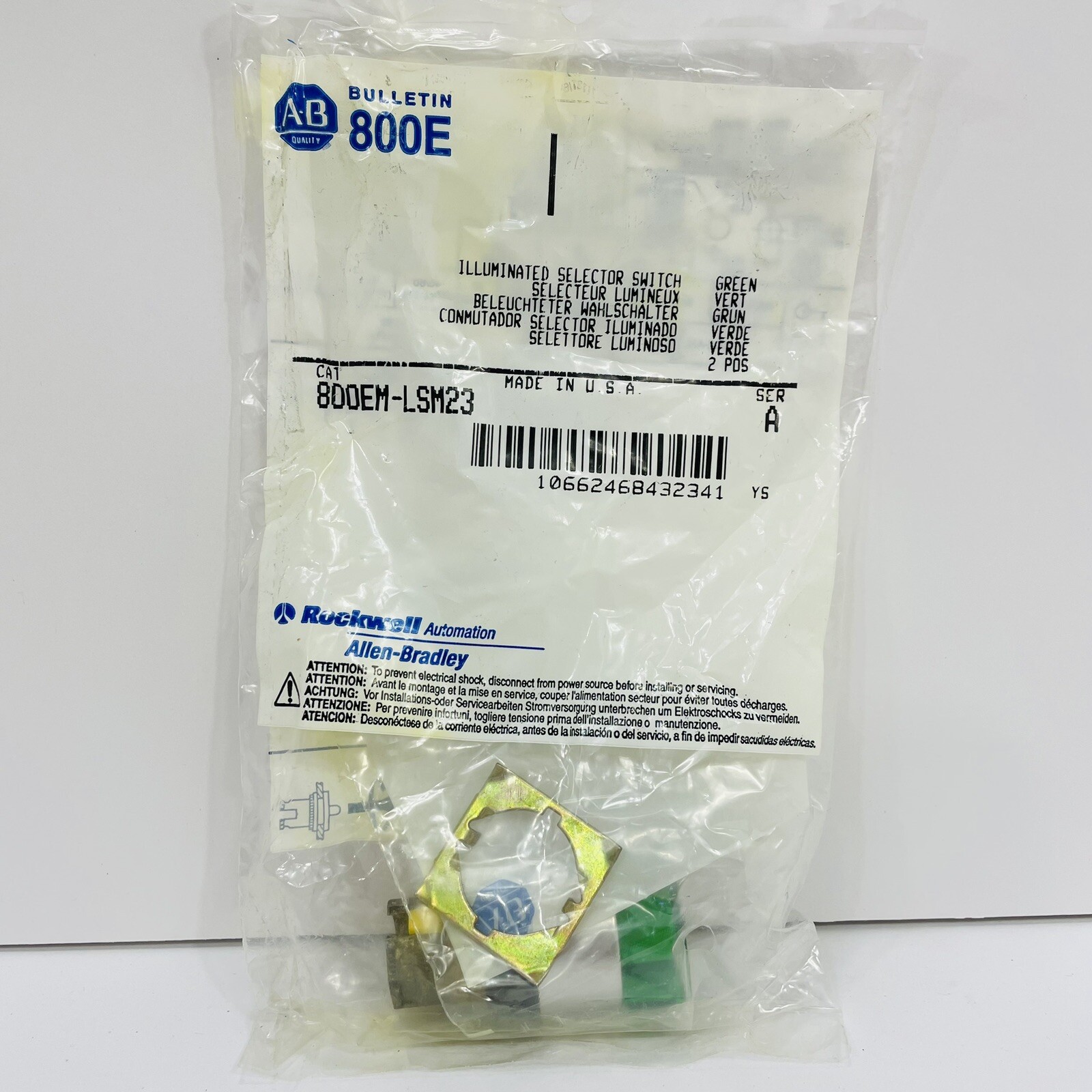Allen Bradley 800EM-LSM23 Green Illuminated Selector Switch 2 Position ~NEW~