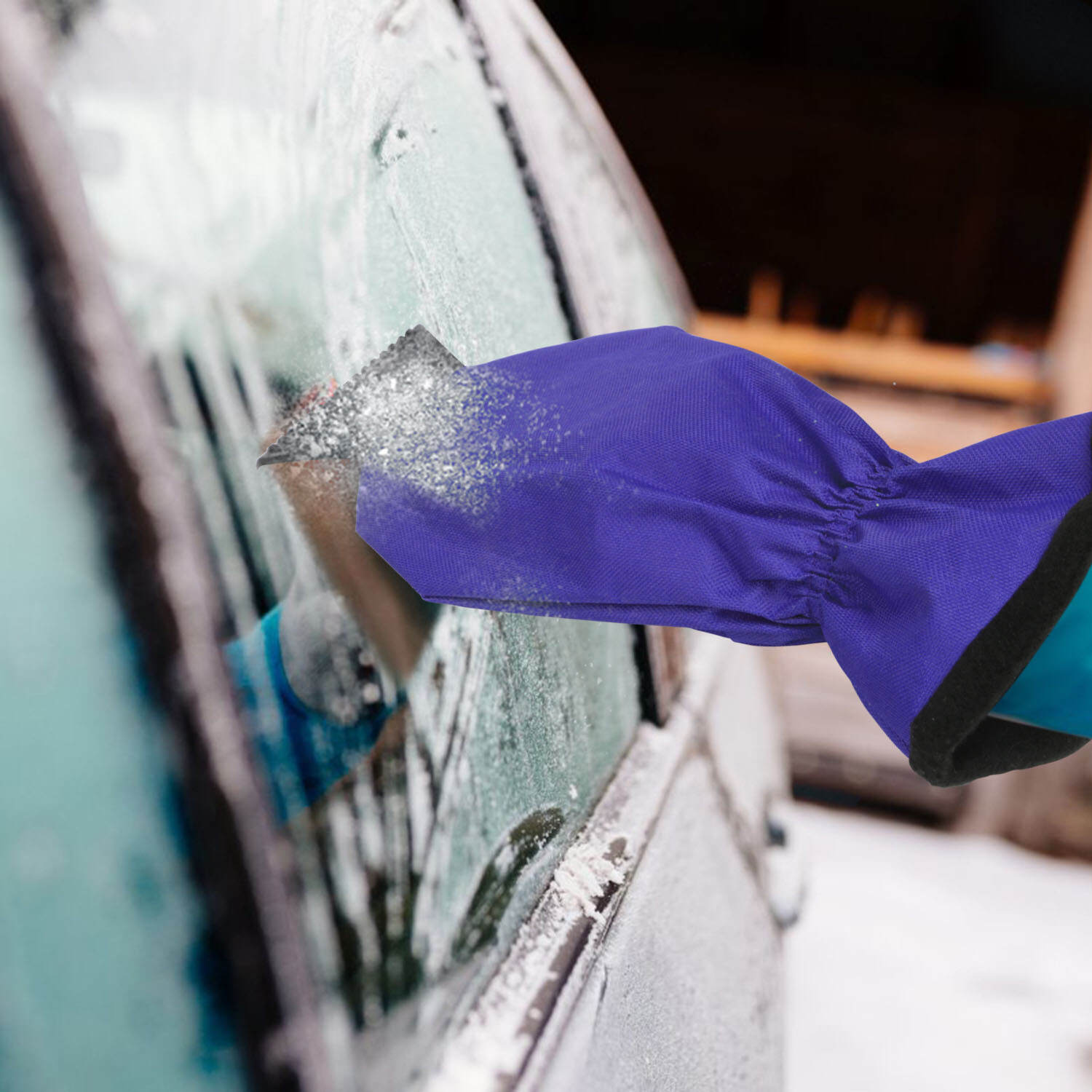 Windshield Snow Scraper with Gloves Waterproof Ice Remover Glove Scratch-Free