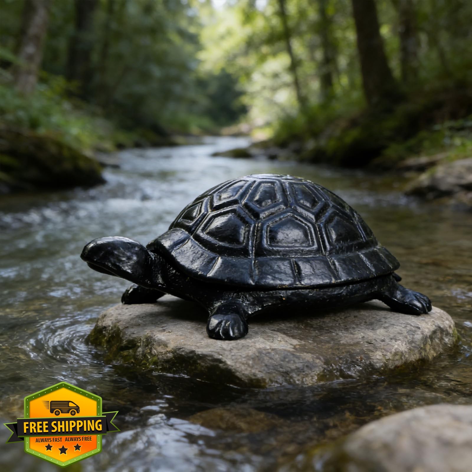 Exliu Cast Iron Turtle Key Hider Black
