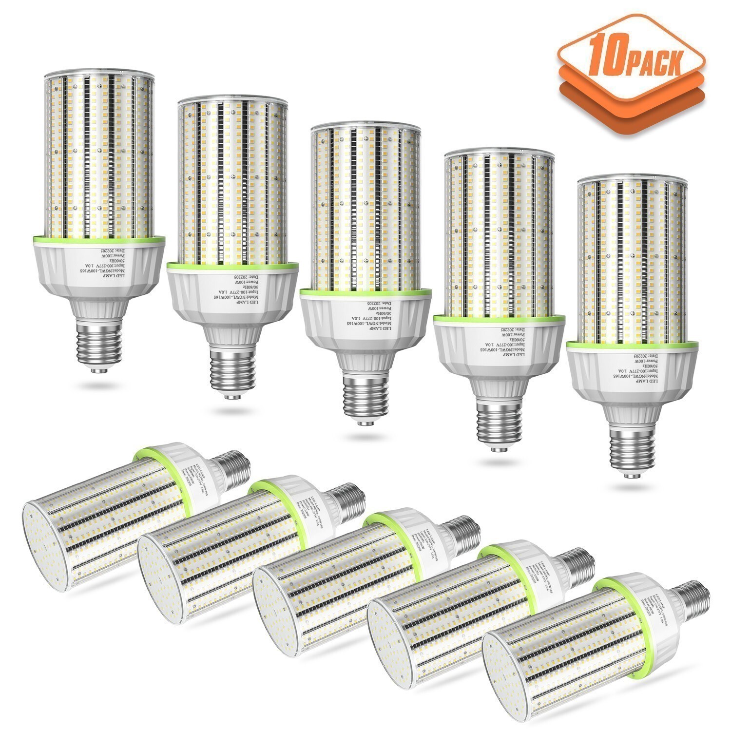 10Pack 100W LED Corn light Bulb-Replacement 400watt Metal Halide bulbs E39 Mogul