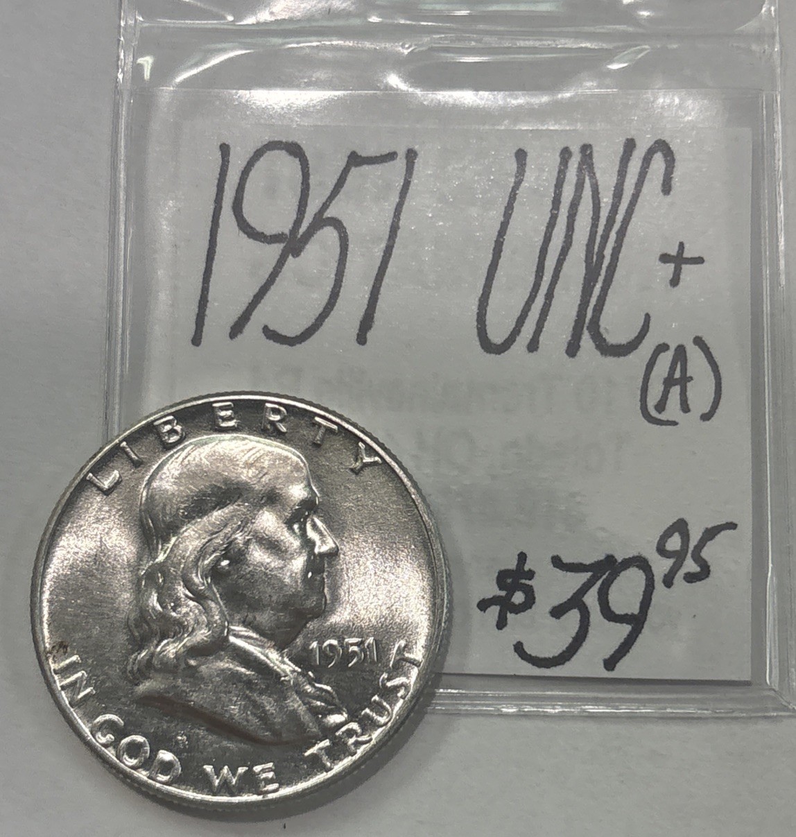 1951 Franklin Silver Half Dollar (UNC+) Uncirculated Condition! ENN Coins