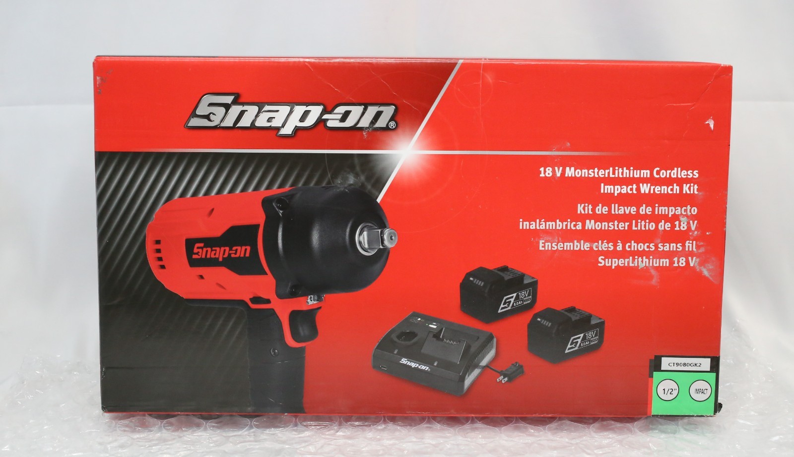 Snap-on 18V 1/2" Drive Monster Lithium Cordless Impact Wrench CT9080G Green