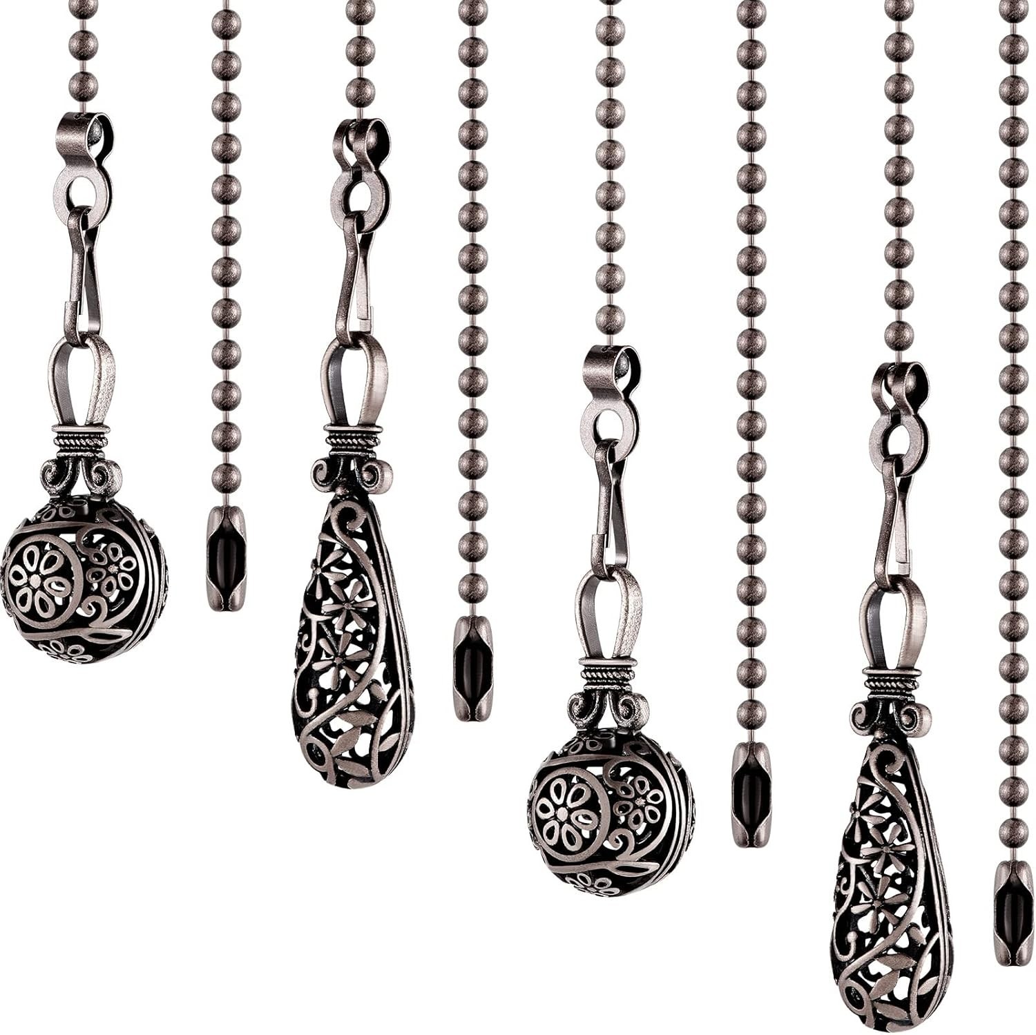 4 Pieces Ceiling Fan Pull Chain Vintage Hollow Fan Danglers Light Pull Chain Ext