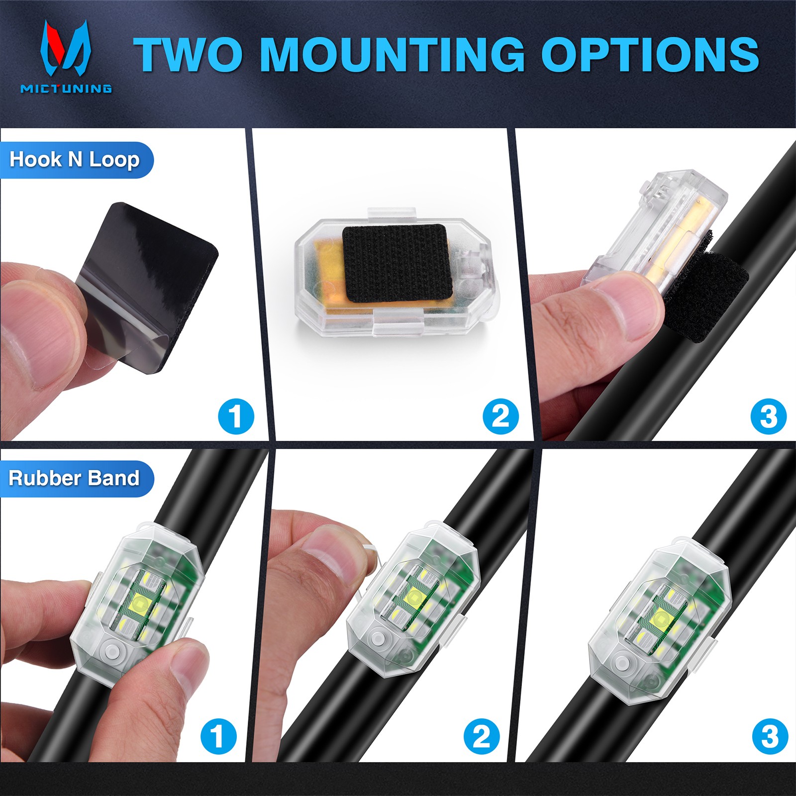 8PCS Wireless LED Strobe Lights w/Remote Control Waterproof Anti-Collision Lamp