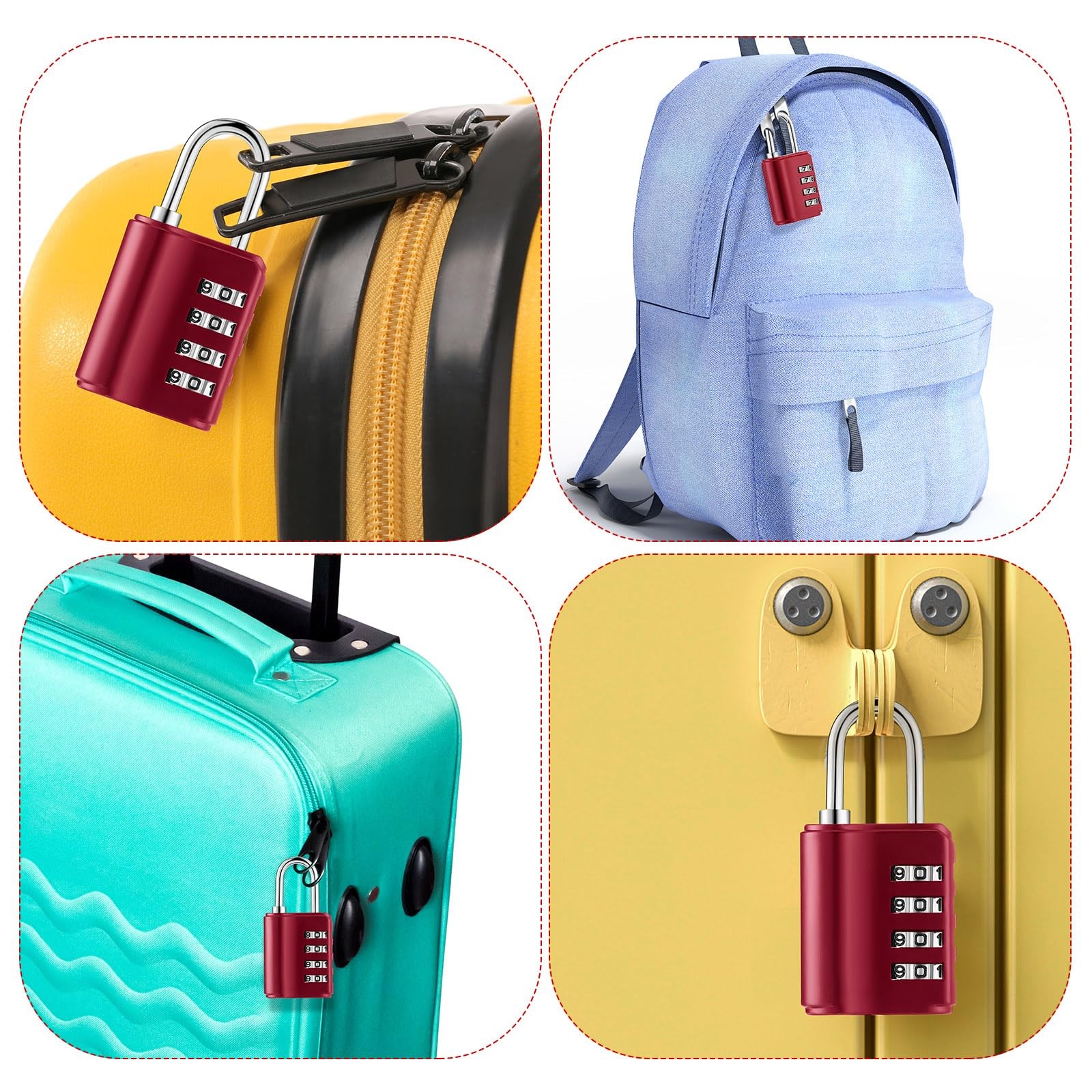 Kenning 10 Pcs Combination Padlock 4 Digit Combination Lock Keys Locker