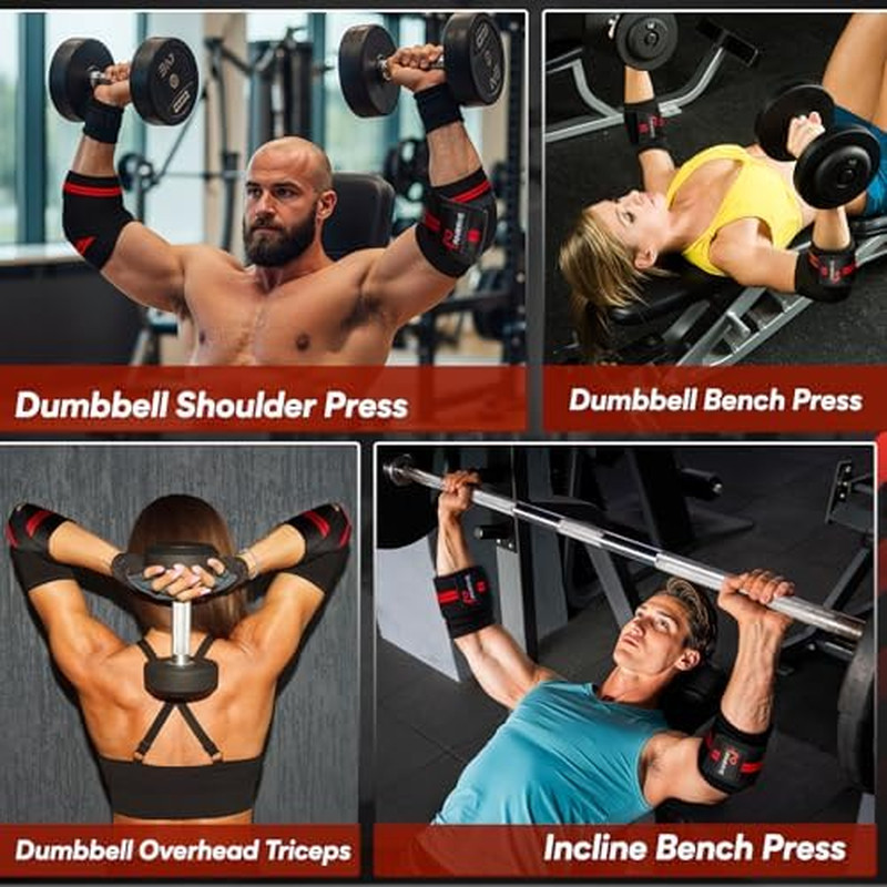 Elbow Wraps for Weightlifting - Adjustable Compression Straps & Elbow Brace for